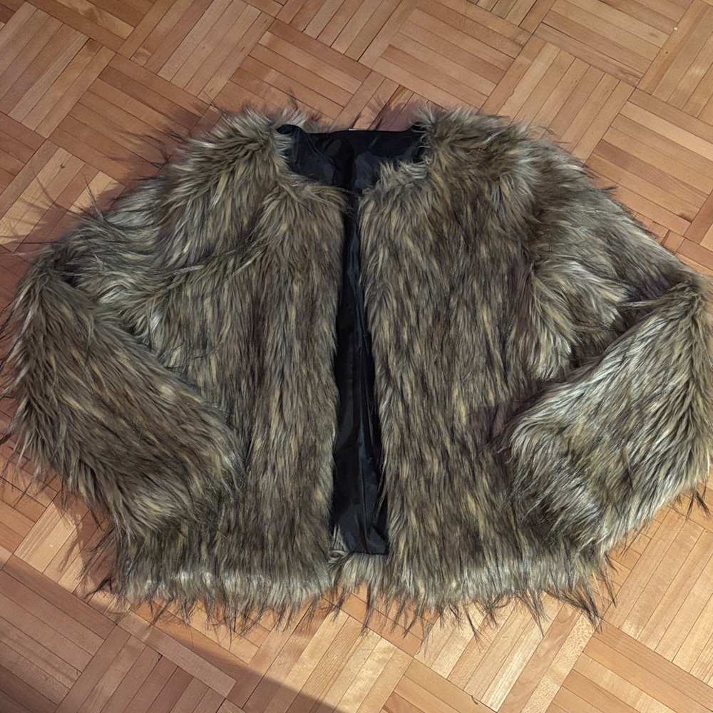 Women's Faux Fur Jacket - Brown